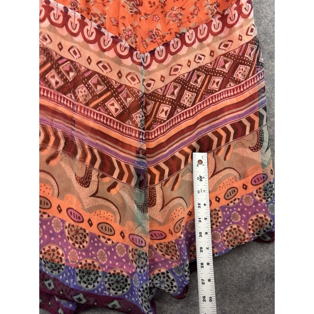 Sundance Womens M Floral Geometric Midi Sleeveless Chiffon Overlay Boho Chic SEE - Picture 4 of 8